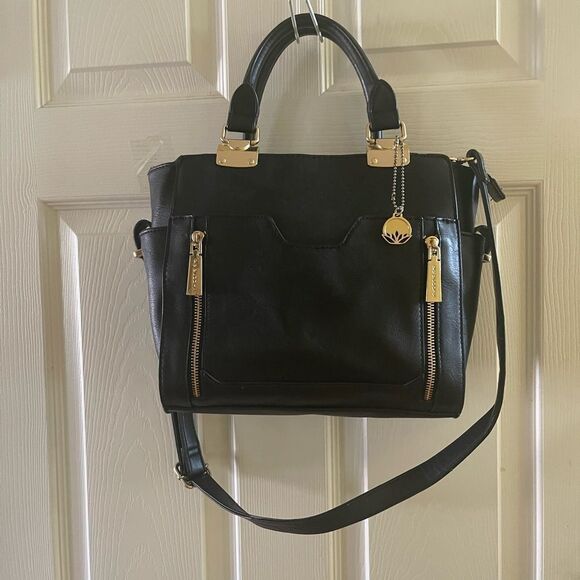 Big Buddha synthetic  smalblack satchel/ crossbody bag with gold tone hardwares. - Picture 2 of 12